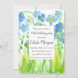 35th誕生日パーティーの招待状ブルーワイルドフラワー 招待状