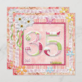 35th誕生日パーティースクラップブック作りスタイル 招待状 (正面/裏面)