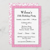 35th誕生日パーティーテーマピンクと白のパターン 招待状 (正面/裏面)