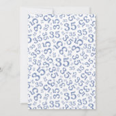 35th誕生日パーティーテーマブルーとホワイトパターン 招待状 (裏面)