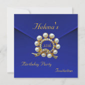 35th誕生日パーティーリッチブルーベルベフェイクット 招待状 (正面)