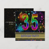 35th誕生日パーティー招待(バブル付き) 招待状 (正面/裏面)