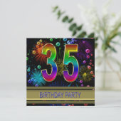35th誕生日パーティー招待(バブル付き) 招待状 (スタンド正面)