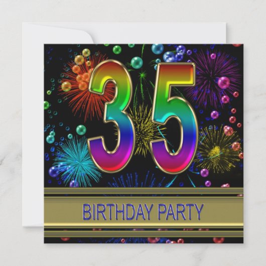 35th誕生日パーティー招待(バブル付き) 招待状 (正面)