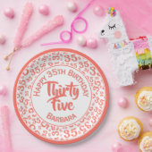 35th誕生日パーティー番号パターンコーラル/ホワイト ペーパープレート (パーティー)