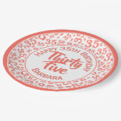 35th誕生日パーティー番号パターンコーラル/ホワイト ペーパープレート (アングル)