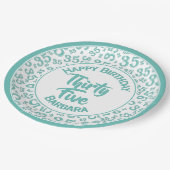 35th誕生日パーティー番号パターンティール(緑がかった色)/白 ペーパープレート (アングル)