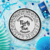 35th誕生日パーティー番号パターンブラック/ホワイト ペーパープレート (パーティー)