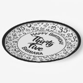 35th誕生日パーティー番号パターンブラック/ホワイト ペーパープレート (アングル)