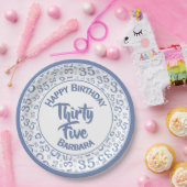 35th誕生日パーティー番号パターンブルー/ホワイト ペーパープレート (パーティー)