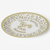 35th誕生日パーティー番号パターン金ゴールド/白 ペーパープレート (アングル)