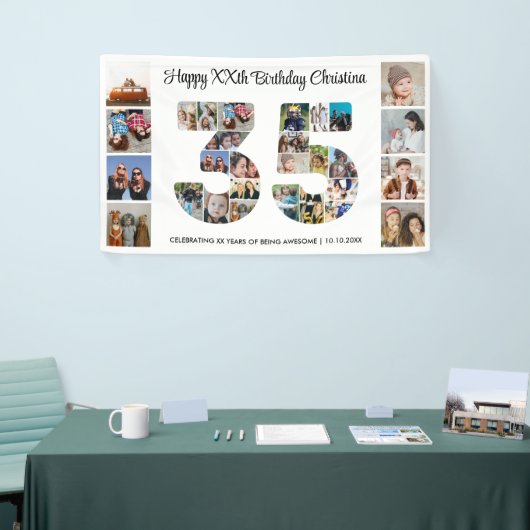 35th誕生日パーティー番号35フォトコラージュ 横断幕 (トレードショー)