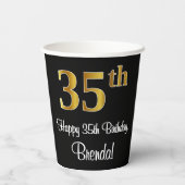 35th誕生日-エレガント豪華なフェイク金ゴールドルック# 紙コップ (裏面)