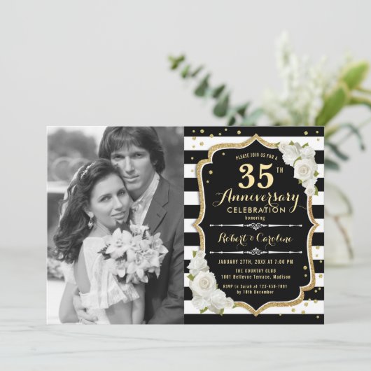 35th Anniversary with Photo - Gold Black 招待状 (スタンド正面)