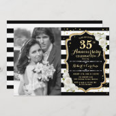 35th Anniversary with Photo - Gold Black 招待状 (正面/裏面)