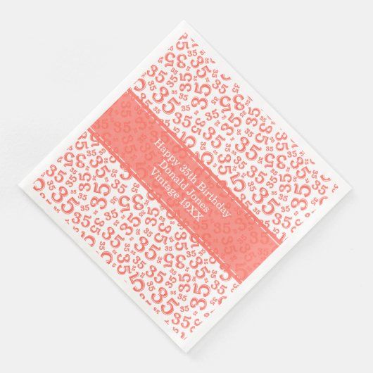 35th Birthday Age Number Pattern Coral/White (コーナー)