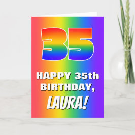 35th Birthday: Colorful, Fun Rainbow Pattern # 35 カード