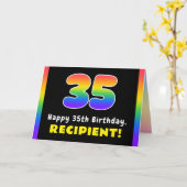 35th Birthday: Colorful Rainbow # 35, Custom Name カード (黄色い花)