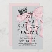 35th Birthday ⎮ Modern Royal Bow Birthday  招待状 (正面/裏面)