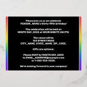 35th Birthday Party —おもしろい、カラフルFireworks Look 箔招待状 (裏面)