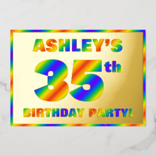 35th Birthday Party —おもしろい、レインボースペクトル「35」 箔招待状