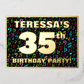 35th Birthday Party —おもしろい、音楽シカラフルンボル 箔招待状 (正面)