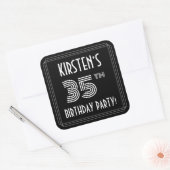 35th Birthday Party:アールデコスタイルと名前をカスタムする スクエアシール (封筒)
