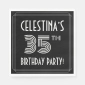 35th Birthday Party:アールデコスタイル+名前をカスタムする スタンダードランチョンナプキン (正面)