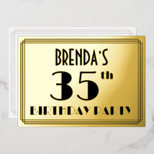 35th Birthday Party —アールデコ検索「35」 +名前 箔招待状