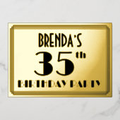 35th Birthday Party —アールデコ検索「35」 +名前 箔招待状 (正面)