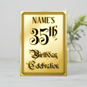 35th Birthday Party – スクリプエレガントト+名前をカスタムする 箔招待状 (立ち正面)