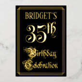 35th Birthday Party – スクリプファンシートと名前をカスタムする 箔招待状 (正面)