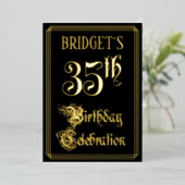 35th Birthday Party – スクリプファンシートと名前をカスタムする 箔招待状 (立ち正面)