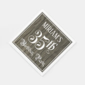 35th Birthday Party — ファンシー Script, フェイク Wood Look スタンダードランチョンナプキン (角)