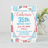 35th Birthday Party Invitation, Mason Jar Pattern 招待状 (スタンド正面)