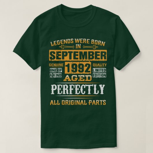35th Birthday Tee Legends Born In September 1987 3 Tシャツ (デザイン正面)