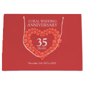 35th coralの結婚記念写真ハート ラージペーパーバッグ (正面)