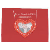 35th coralの結婚記念写真ハート ラージペーパーバッグ (裏面)