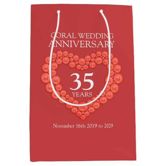 35th coralの結婚記念写真抱き枕 ミディアムペーパーバッグ (正面)