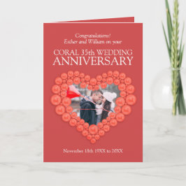 35th coral orange's anniversary結婚 photos カスタム. カード