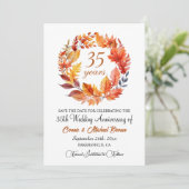 35th Wedding Anniversary Elegant Fall Floral セーブザデート (スタンド正面)