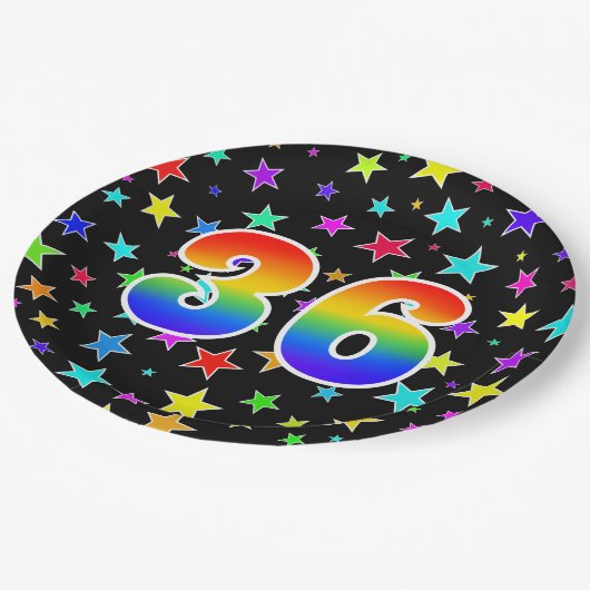 36イベントはっきりした:,おもしろい,カラフル Rainbow 36 ペーパープレート (アングル)