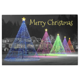 36インチx 24インチカラフルクリスマスツリー メタルプリント