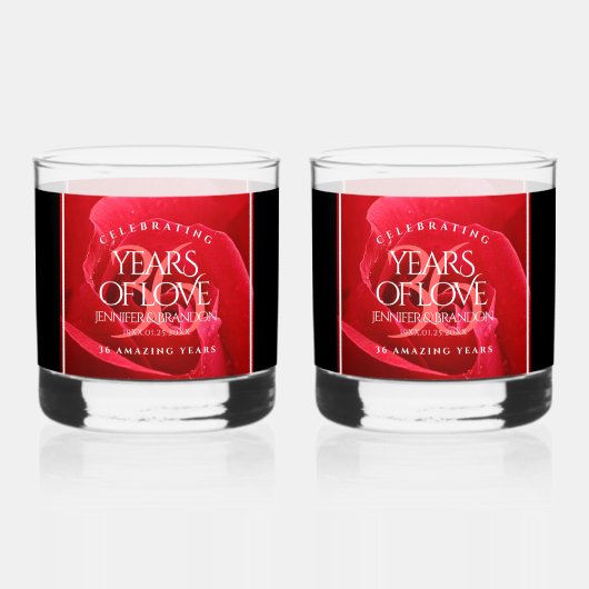 36エレガントバラ結婚記念日お祝い ウイスキーグラス (裏面)