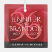 36エレガントバラ結婚記念日お祝い ガラスオーナメント (正面)