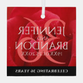 36エレガントバラ結婚記念日お祝い ガラスオーナメント (裏面)