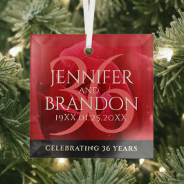 36エレガントバラ結婚記念日お祝い ガラスオーナメント