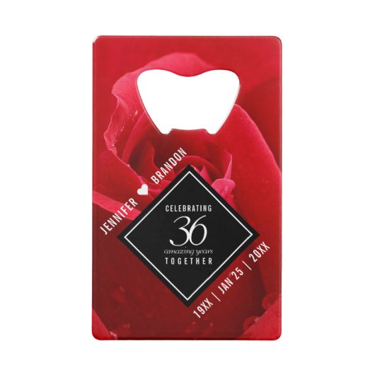 36エレガントバラ結婚記念日お祝い クレジットカード栓抜き (正面)