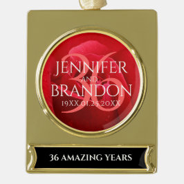 36エレガントバラ結婚記念日お祝い ゴールドプレートバナーオーナメント