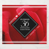 36エレガントバラ結婚記念日お祝い スパークリングワインラベル (シングルラベル)